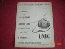ANCIENNE  BROCHURE    PUBLICITAIRE   PULVERISATEUR    UNIC    ( PARIS )