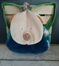 Sac à dos doudou chien beige bleu orange vert les zig et zag Moulin Roty 