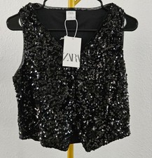 Zara Sequin Vest, Black Size