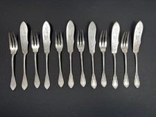 Série de 6 couverts à Poisson en Métal Argenté Style Louis XVI