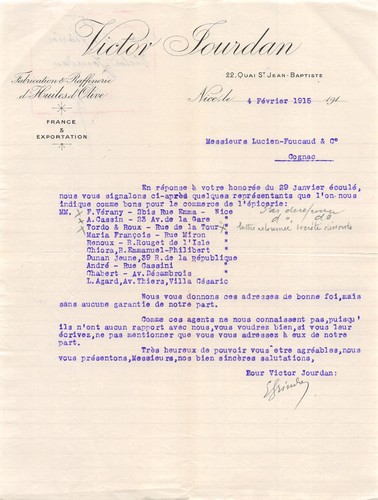 Lettre 1915 huiles d - ,