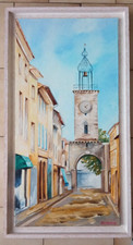 LE THOR VILLAGE PROVENCE PARIS ART  TABLEAU PEINTURE HUILE JUMEAUX JEAN PIERRE