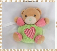 Doudou Peluche Mini Ours Bliss Patapouf Vert Rose Cœur Rayures Kaloo