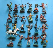 Lot Soldats Anciens Starlux,Reamsa,Indiens,cowboys,Far West Cassé Figurines 1/32