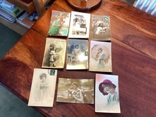 cartes postales anciennes, themes: bon anniversaire, bonne fête, lot de 9