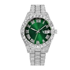 Montre de luxe homme, Quartz, calendrier, diamant d'eau, mode quotidienne