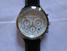 VUILLEMIN REGNIER MONTRE CHRONOGRAPHE QUARTZ ACIER BRACELET CUIR NOIR Pile OK