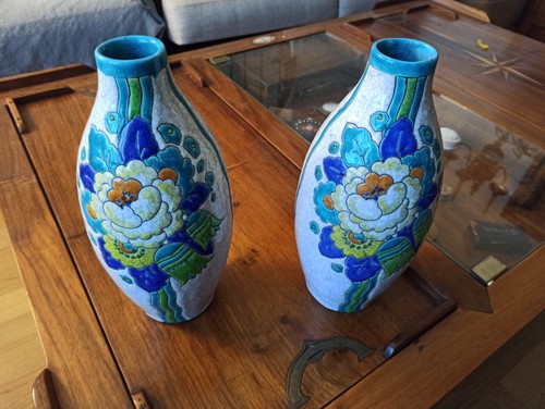 Paire vases faïence - paire,