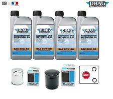 Pack Vidange Drag 4 Bidon Huile 20w50 Pour Harley Davidson Twin Cam 2000-2018