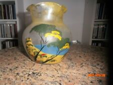 Joli Vase En Verre Bulle A Corolle Decor Peint Style Legras Non Signe.16 CM