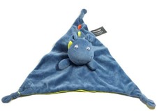 Doudou plat Dragon bleu revers tissu vert Orchestra Prémaman