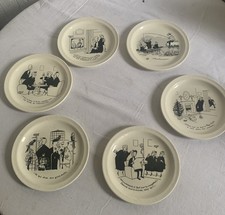 6 Assiettes A Dessert différentes Parlantes Humoristique Signées Jacques Faizant