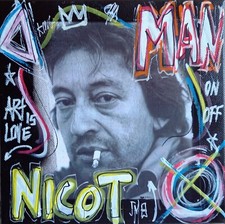 SPACO signed GAINSBOURG NICOT tableau pop STREET ART french paint canvas Paris