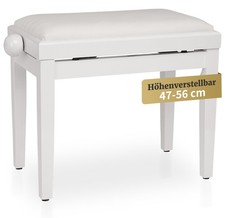 Banquette de Piano Clavier Numerique Siege Tabouret Banc Reglable Blanc Poli Fin