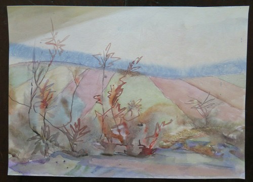Vieux tableau paysage hivernal - paysage,