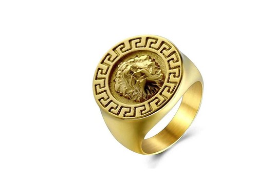 Bague lion acier - acier, couleur