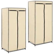 Garde-robe Crème Penderie Armoire de Rangement Etagère à Vêtements vidaXL