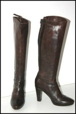 BUTTERO Bottes Genoux à Talons Tout Cuir Marron Très foncé T 40 TBE