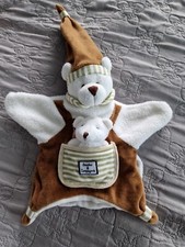 Doudou marionnette ours DOUDOU ET COMPAGNIE poche marron blanc 26 cm 