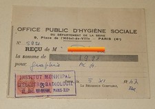 RECU de L'OFFICE PUBLIC D'HYGIENE SOCIALE en 1947 + TIMBRE  FISCAL