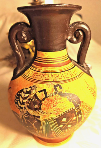 Signed greek amphora vase - signed,