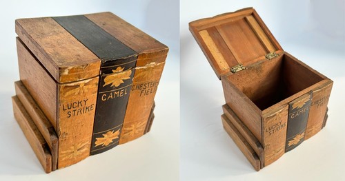 Vintage wood cigarette box - vintage,