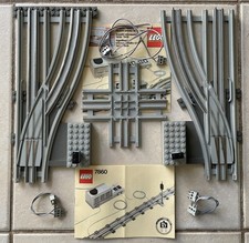 LEGO : Lot de rails 12v : 2 Aiguillages + Croisement + Cables & Notices