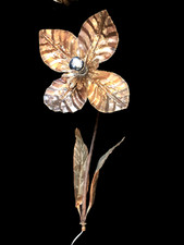 GRANDE FLEUR BRUTALISTE PARTIE DE LAMPE 75c LAITON METAL DECOUPE CHALUMEAU 60/70