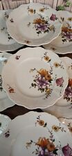 9 Assiettes Plates Porcelaine Bavaria Weiden contour chantourné décor floral/TBE