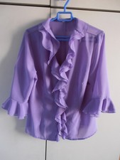 Chemisier mauve double volants manches volants