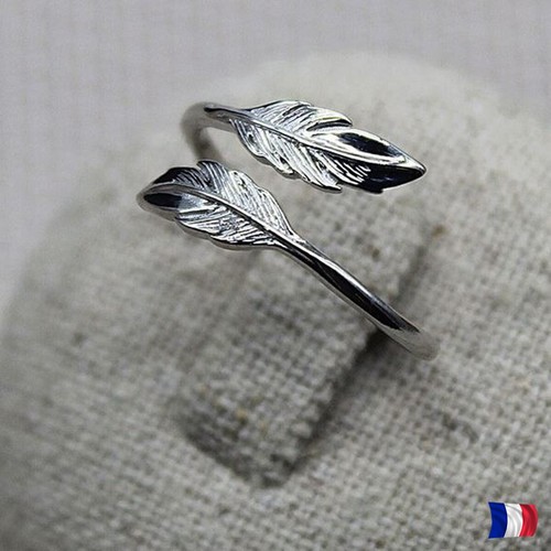Bague deux plumes argent - bague,