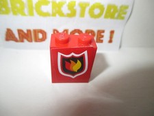 Lego - 1x Brick Brique 1x2x2 Fire Badge Pattern Set 7945 Pompier 3245bpb05