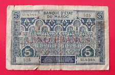 Billet 5 Francs Banque d'Etat du Maroc 1924
