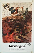 Affiche SNCF Chemin de Fer Francais AUVERGNE 1970 DALI - imp. Draeger 62x100 cm