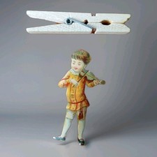 découpis anciens garconnet Avec Son Violon Enfant Musique Ornement Décoration 