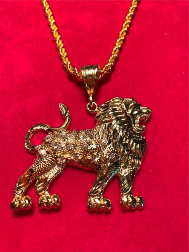 Lion rugissant plaqué or - lion,