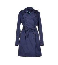 Hanita Full Length Blue Ruffle Trench Coat Sz 4, New with Tags, Washable