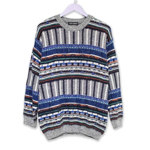 Pull vintage gris bleu à - gris,