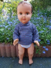 POUPEE BAIGNEUR ANCIEN  AUX CHEVEUX MOULES ET YEUX NOISETTES DE 39 CM