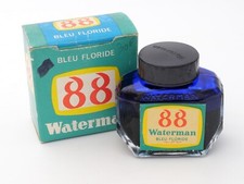ANCIEN FLACON BOUTEILLE D'ENCRE WATERMAN 88 JIF ENCRE BLEU FLORIDE