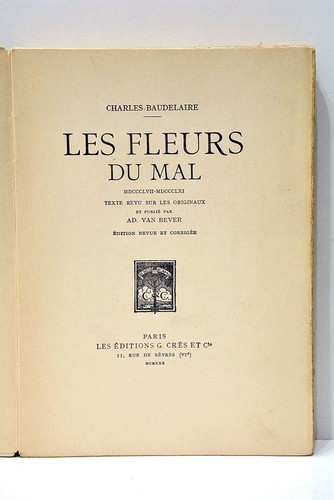 Livre ancien baudelaire fleurs - baudelaire,