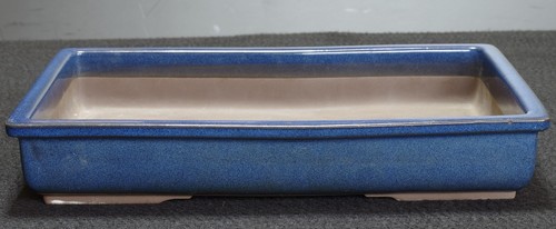 Pot bonsaï bleu émaillé - pot,