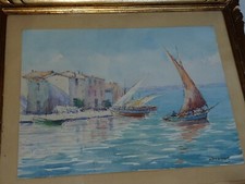 Rare Tableau peinture Marine