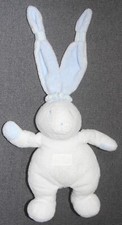 doudou lapin  blanc  bleu