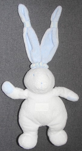 Doudou lapin blanc bleu - lapin,