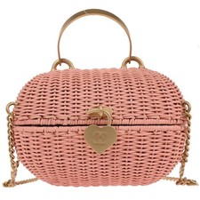 Chanel Pink Rattan Heart Lock