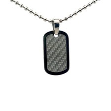 Collier Dogtag En Acier Inoxydable Gris En Fibre De Carbone