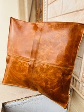 Pouf Marocain En Cuir De Chèvre Authentique Fait Main Vintage