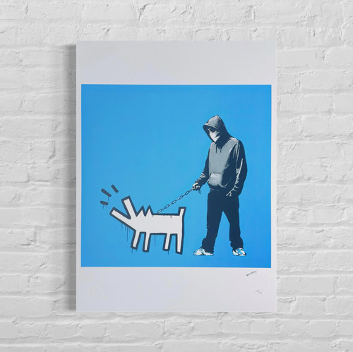 Banksy chien aboyant - aboyant, (bleu)