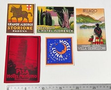 LOT 5 ETIQUETTES ANCIENNES hotels pour bagages valises malles  dont Florence
